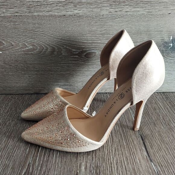 Chinese Laundry Elegant Gold Rhinestone Stiletto D'Orsay Heels Size 7.5 - Picture 4 of 8